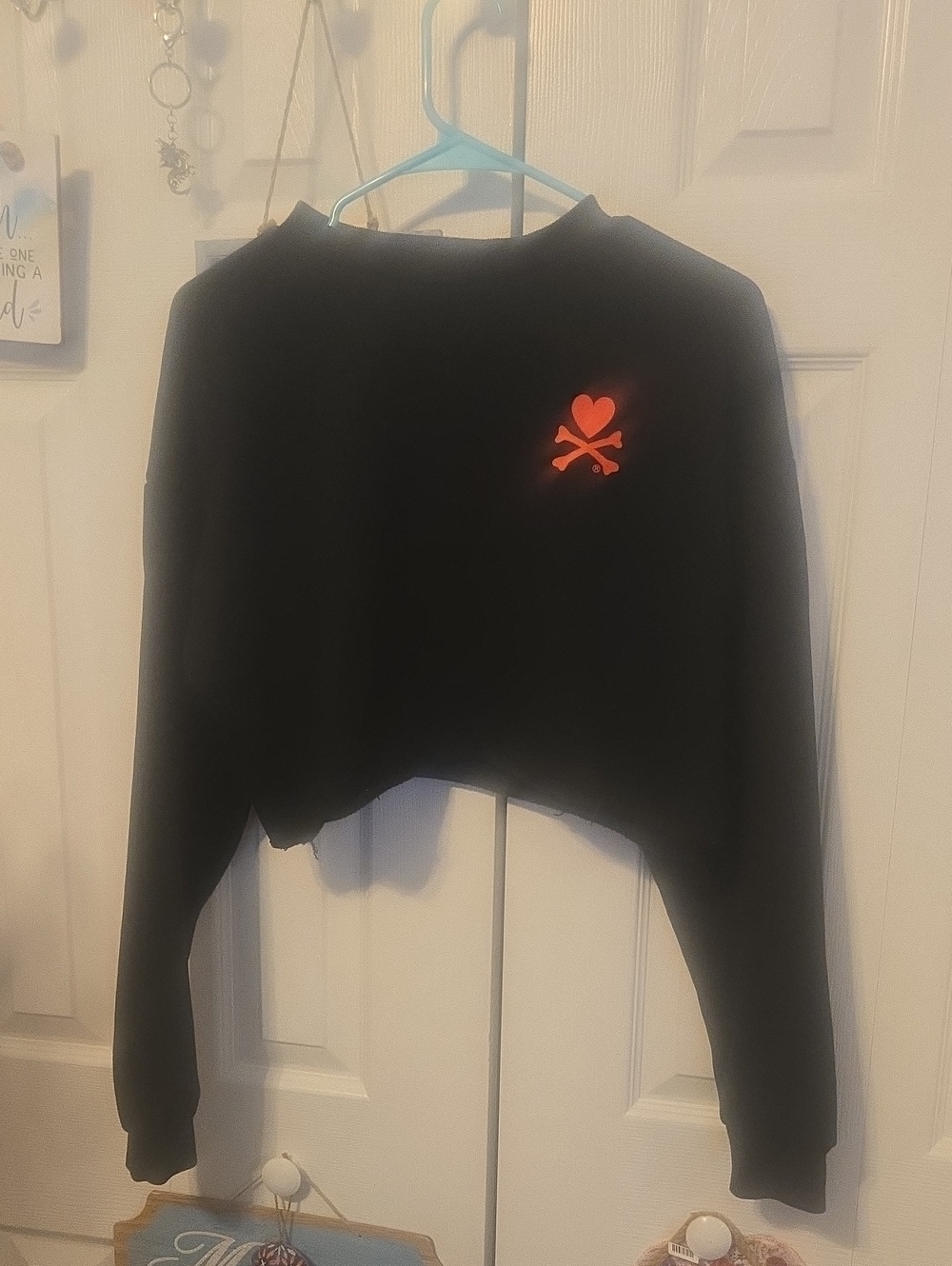 Tokidoki x Dolls Kill Graphic Cropped Sweatshirt Black Medium - Picture 2 of 5